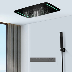 Sistema de Ducha LED Empotrable <span class=keywords><strong>en</strong></span> Techo, 5 Funciones, Negro Mate, con Efecto Lluvia, Cascada y Niebla, para Baño - Product Image 5