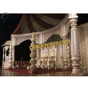 งานแต่งงานของชาวอินเดียเวทีสีทองเงินเวทีแต่งงานของชาวฮินดูเวทีแต่งงานคริสตัลไฟเบอร์ล่าสุด - Product Image 1