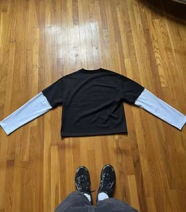 WOUDEYOU giapponese Retro tinta <span class=keywords><strong>con</strong></span> risvolto felpa classe uniforme maglietta personalizzazione gocciolante luminoso stampa top - Product Image 3