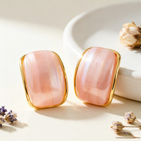 Juego de Joyería Unisex PuYing al por Mayor, Chapado en Oro de 18K, Aros Gruesos con Incrustaciones Opalescentes, Joyería de Moda para Aniversario
