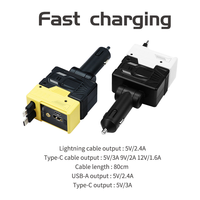 Vente en gros d'usine 4 en 1 Chargeur de voiture rétractable à film LED Starlight Headliner PD120W Charge rapide Type-C Conducteur en cuivre pur IPhone