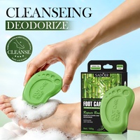 SADOER Savon pour les pieds au charbon de bambou et au thé vert 100g avec filet moussant Hydratant Contrôle du sébum Nettoyage en profondeur Marque privée