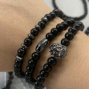Gran oferta, pulsera con mancuernas de piedra de Lava volcánica negra Natural, joyería, pulseras de cuentas negras mate para Unisex - Product Image 6