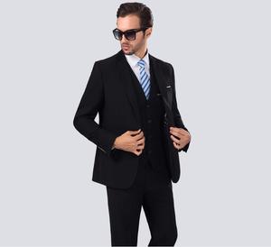 Abito da ufficio matrimonio <span class=keywords><strong>uomo</strong></span> di lusso <span class=keywords><strong>Blazer</strong></span> formale + gilet + pantaloni 3 pezzi Set completo abito nero per gli uomini - Product Image 4