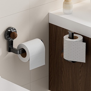 Portarotolo Doppio da <span class=keywords><strong>Bagno</strong></span> Multifunzionale in Plastica, Montaggio a Parete Senza Fori, Design Sostenibile con <span class=keywords><strong>Ventosa</strong></span> - Product Image 1