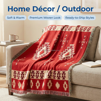 Manta Decorativa Tejida Jacquard con Diseño Geométrico del Suroeste, con Flecos, Estilo Kilim, para Uso en las Cuatro Estaciones, Decoración para Sofá y Cama, Logotipo Personalizado OEM
