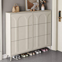 Meuble de rangement à chaussures moderne ultra-mince avec tiroir coulissant, design mural en bois peu encombrant pour entrée de maison - Étanche et durable