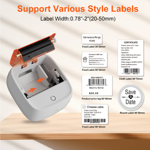 2 pouces sans encre portable avec 1 rouleau de ruban 203dpi thermique bluetooth mini étiqueteuse imprimante autocollant imprimante machine - Product Image 2