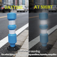 Poteau de signalisation élastique bleu avec bandes réfléchissantes doubles, base en caoutchouc à visser, visible jour et nuit, pour parking et allée, poteau de sécurité