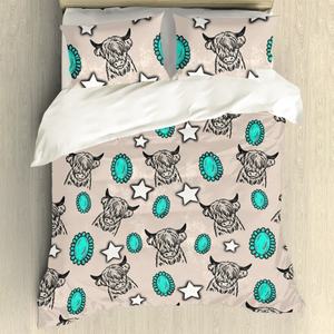 Ensemble <span class=keywords><strong>de</strong></span> literie sur mesure avec motif <span class=keywords><strong>de</strong></span> tête <span class=keywords><strong>de</strong></span> <span class=keywords><strong>vache</strong></span> et <span class=keywords><strong>de</strong></span> cactus, taille US Twin Full Queen King - Product Image 4