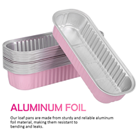 Ustensiles de cuisson de cuisine : Boîtes alimentaires rectangulaires en aluminium, moules à pâtisserie, moule à pain en aluminium rose avec couvercle pour gâteaux et desserts