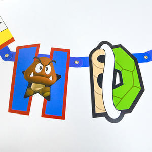 Super <span class=keywords><strong>Bros</strong></span>, articles de fête en papier, thème <span class=keywords><strong>Mario</strong></span>, costume d'anniversaire et bannière de réservation, décorations de gâteau - Product Image 3