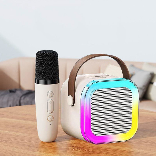 Kids Gift K12 Mini Karaoke Machine Portable Speaker System with 1 Microphone Mics for Birthday New Year Home Party