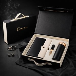 Luxury Promotional Paper Notebook UV Printing Vacuum Bottle Keychain Power Bank Gift <b>Box</b> Set Personalized Graduation Father's CL - Product Image 2