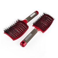 Salón de peluquería herramientas de estilismo cepillo de cerdas de jabalí de nailon Pelo Rizado curvado ventilado desenredar paleta de masaje cepillo de pelo