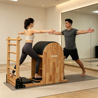 Baril d'escalade Pilates portable robuste avec boutons réglables et pédales à double couture pour la gym/le studio, l'exercice physique et la santé du corps