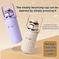 Bouteille isotherme portable de haute qualité, grande capacité, écologique, pour voyage en extérieur, avec affichage de la température, maintien au chaud de 6 à 12 heures, couvercle en acier inoxydable