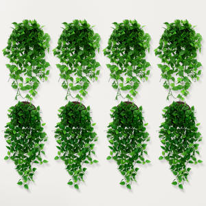 Commercio all'ingrosso piccolo broccato verde foglia di simulazione di plastica appesa a parete pianta da fiore interno/esterno - Product Image 3