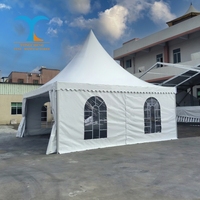 Tenda Pesta Pernikahan Romantis 5x5m, Tenda Restoran Luar Ruangan PVC Transparan, Rangka Aluminium Alloy Puncak Tinggi, Tahan Air 80-100 orang
