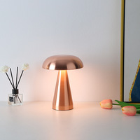 Lampe de table champignon LED en métal chromé argenté Rétro américain Veilleuse à intensité variable en métal