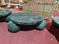 Table basse en marbre travertin au design moderne et tendance, table de salon, base de table sphérique en pierre, table basse en travertin