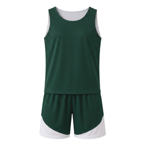 Ensemble débardeur et short de basket-ball vert unisexe, vêtements de sport respirants et à séchage rapide pour adultes - Product Image 1