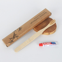 Brosse à dents jetable en bambou avec kit de dentifrice pour fournitures d'hôtel et articles de toilette pour invités