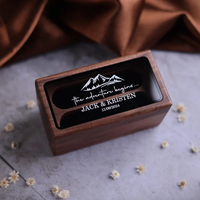Boîte en noyer massif pour bijoux de mariage DIY, avec couvercle transparent et logo personnalisé, vente en gros