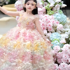 Abito da cerimonia lungo in crochet senza maniche con scollo rotondo e motivo floreale <span class=keywords><strong>per</strong></span> bambine, ideale <span class=keywords><strong>per</strong></span> feste di compleanno, serate di gala e recite di pianoforte - Product Image 4