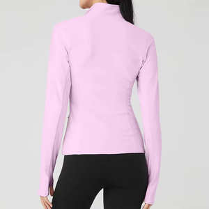 Chaqueta Deportiva Personalizable para Mujer, con Bolsillos Laterales, Cierre Frontal 1/2, Orificios para Pulgares Laterales, para Yoga y Gimnasio - Product Image 3