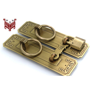 กลอนประตูทองเหลืองสไตล์จีนพร้อมห่วงจับแบบขัดเงาโบราณสำหรับประตูไม้ - Product Image 2