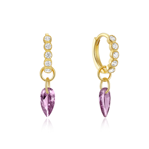 CANNER New 925 Sterling <b>Silver</b> Geometric Droplet with Zircon <b>Earrings</b> Fashion Models White Purple Stone Water Drop <b>Hoop</b> <b>Earrings</b> - Product Image 1