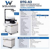 Hoge snelheid A3 DTG printer 43 stks/uur wit 24 stks/uur zwart textiel CMYK Plus 4-kanaals witte inkt T-shirt printmachine