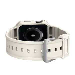 Siyah Apple watch entegre kayış silikon katı renk şeffaf TPU anti-fall için uygun iwatch87654321se kayışı fabrika