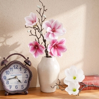 PL26142 Branche de Magnolia Artificielle 48-49,5 cm, Tige de Fleur de Magnolia avec Boutons pour Décoration Florale Maison et Mariage