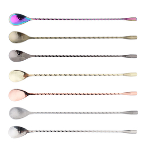 Cuchara de barra de acero inoxidable con logotipo personalizado RTS 27/30/33/40/50cm Swizzle <span class=keywords><strong>Stick</strong></span> para cóctel Bartending Barware Set - Product Image 1