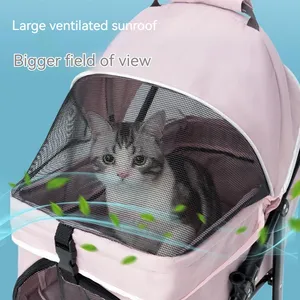 छोटा कुत्ता पालतू घुमक्कड़ हल्का फ़ोल्ड करने योग्य कुत्ता ट्रांसपोर्टर आउटडोर यात्रा ट्रॉली अलग करने योग्य हैंडबैग - Product Image 6