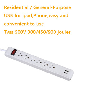 Thương mại 6 cách phổ Mỹ bàn điện bảo vệ tăng điện dải với 2 cổng USB - Product Image 2