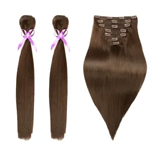 Großhandel anpassen Full Head Seamless Straight Clip Ins Haar verlängerung Rohe unverarbeitete natürliche Haars pange Ins Extensions