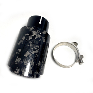Punta de Silenciador Universal de Fibra de Carbono Forjada Brillante + Acero Inoxidable Negro para <span class=keywords><strong>Tubo</strong></span> de <span class=keywords><strong>Escape</strong></span>, Boquilla para <span class=keywords><strong>Akrapovic</strong></span> Remus para BMW - Product Image 4