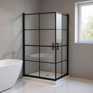 Mampara de Ducha Negra ESG de 45.7x55.1 Pulgadas con Marco, Puerta con Bisagras de Vidrio Templado, Puertas de Ducha Rectangulares para Baño - Product Image 2