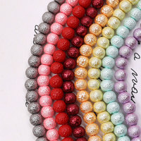 HX Stock de perles en vrac 8mm perle de coton froissée perle de verre bricolage perles faites à la main