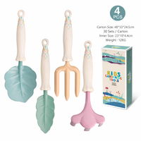 Nouvel ensemble d'outils de jardinage adorables : pelle à sable et à terre, fourche à trois dents pour la plantation de fleurs, design de dessin animé avec manche