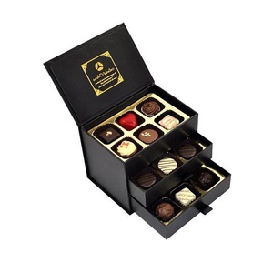 Boîte de chocolat en feuille d'or de luxe de haute qualité en gros emballage cadeau en papier personnalisé avec insert pour truffe et bonbons - Product Image 3