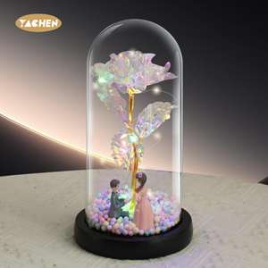 YACHEN Décorations de cadeau de fête des mères pour la Saint-Valentin de qualité supérieure Eternal Galaxy Rose Forever Rose In Glass Dome With Led Lights - Product Image 5