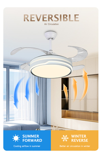 High Quality Indoor Home Lighting 4 Blade 42 Inch <b>Remote</b> <b>Control</b> Chandelier Rechargeable LED <b>Ceiling</b> Fan <b>Light</b> for Living Room - Product Image 5