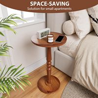 Petite table d'appoint ronde en bois avec pieds robustes - Table de chevet/de bout minimaliste pour salon, chambre, canapé et fauteuil