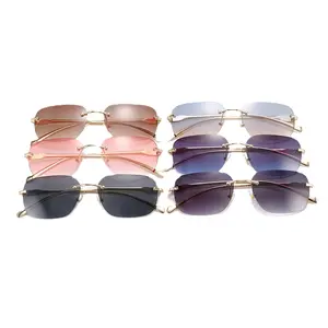 럭셔리 패션 공급 업체 Frameless 클리어 금속 무테 프레임 UV400 선글라스