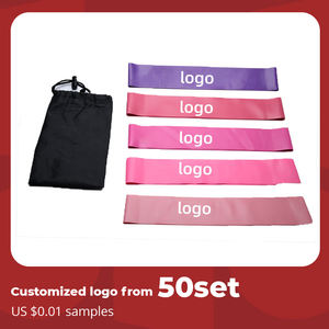 Ensemble de 50 <span class=keywords><strong>mini</strong></span> bandes de tension de fitness avec logo personnalisé rose progressif pour soulever les fesses et élever les fesses en latex - Product Image 2