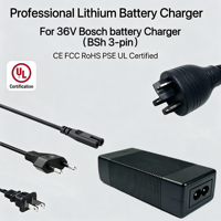 Chargeur de vélo électrique 42V4A BSH compatible 3 broches, éclairage LED, haute performance 36V, batterie pour trike à ligne active, CE, garantie 24 mois